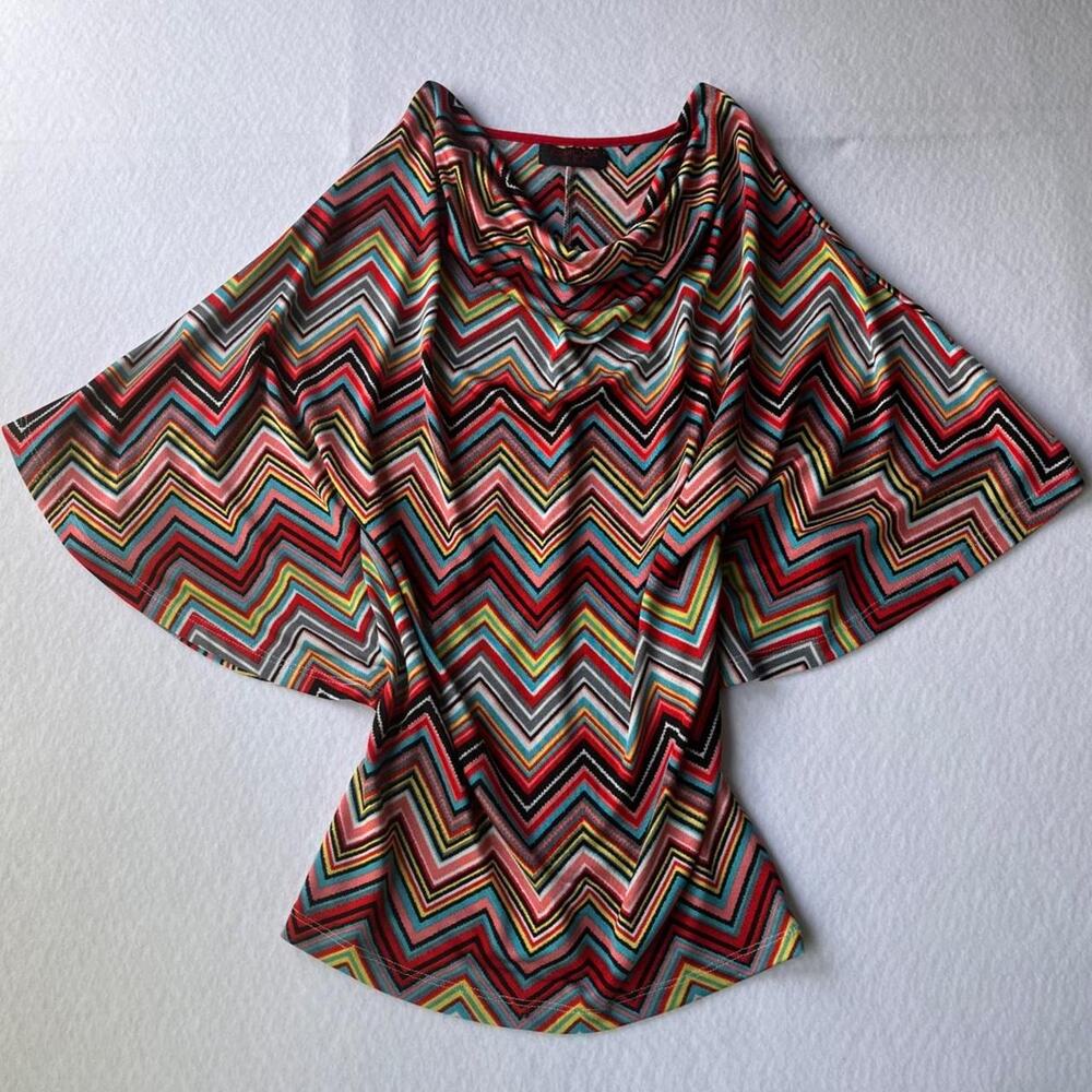 70s Retro Boho Chevron Bell Sleeve Top
